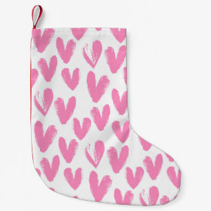 Petite Chaussette De Noël Coeurs peints par motif de coeur