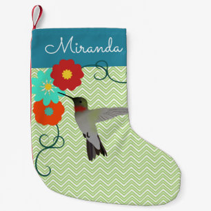 Petite Chaussette De Noël Colibri floral tropical personnalisé