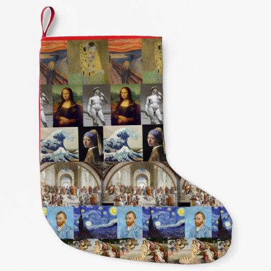 Petite Chaussette De Noël Collage de peintures célèbres (Devant)