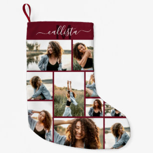 Petite Chaussette De Noël Collage photo personnalisé Nom du monogramme initi
