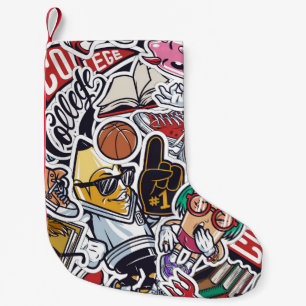 Petite Chaussette De Noël College Fun, Colorée Motif Vintage