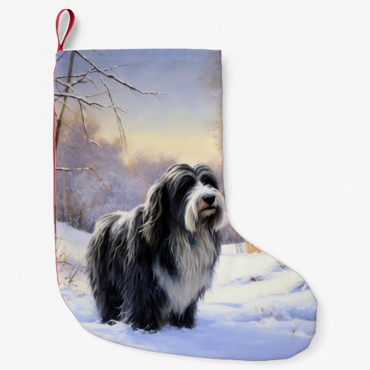 Petite Chaussette De Noël Collie Laisser Il Neige Noël (Devant)