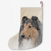 Petite Chaussette De Noël Collie (Rough) Peinture - Cute Original Chien Art (Dos)