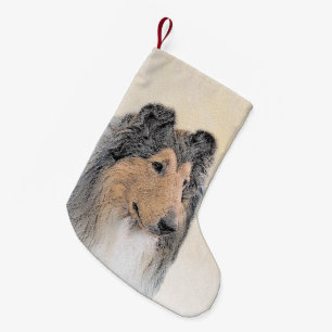 Petite Chaussette De Noël Collie (Rough) Peinture - Cute Original Chien Art