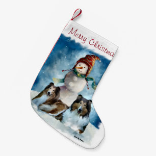 Petite Chaussette De Noël Collies et Noël de Snowman