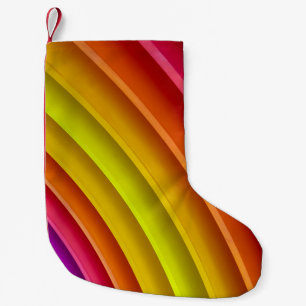 Petite Chaussette De Noël Colonne arc-en-ciel violette, rouge et jaune