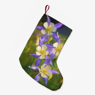Petite Chaussette De Noël Colorado Blue Columbine Peinture - Art Original