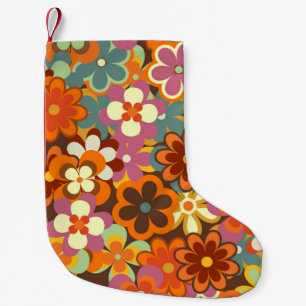 Petite Chaussette De Noël Coloré Floral vintage Motif sans couture. Rétro 70