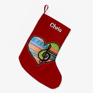 Petite Chaussette De Noël Coloré Rainbow Music Heart Doodle personnalisé