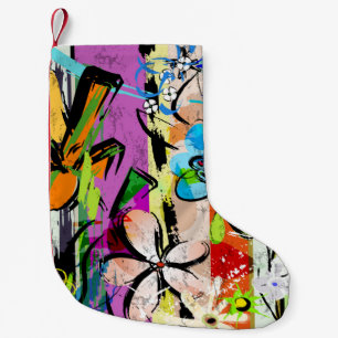 Petite Chaussette De Noël Composition arrière - plan abstraite avec fleurs,