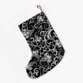 Petite Chaussette De Noël Conception de fleurs de dalmatien noir mignon (Dos (Accrochage))