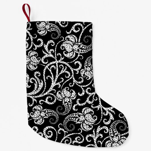 Petite Chaussette De Noël Conception de fleurs de dalmatien noir mignon (Devant)