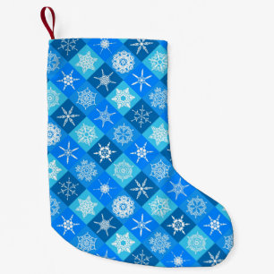Petite Chaussette De Noël Conception de motifs de flocons de neige bleus mig