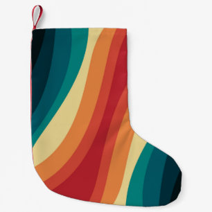 Petite Chaussette De Noël Conception d'ondes de style rétro multicolore