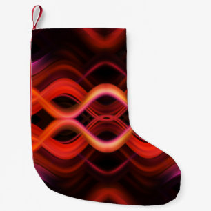 Petite Chaussette De Noël Conception géométrique des lignes ondulées rouges.