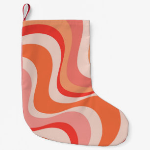 Petite Chaussette De Noël Conception moderne et colorée des vagues rétro