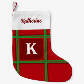Petite Chaussette De Noël Conception simple initiale rouge et verte (Devant)