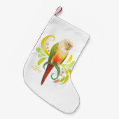 Petite Chaussette De Noël Conure à la poitrine verte d'ananas (Devant (Accrochage))