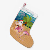 Petite Chaussette De Noël cool beach Père Noël nom ajouter  (Devant (Accrochage))