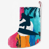 Petite Chaussette De Noël cool Beach surfing ajouter nom (Dos)
