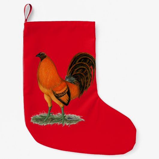 Petite Chaussette De Noël Coq de combat Ginger Rouge (Devant)