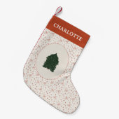Petite Chaussette De Noël Coquette Festif Rouge Blanc Pin Arbre (Devant (Accrochage))