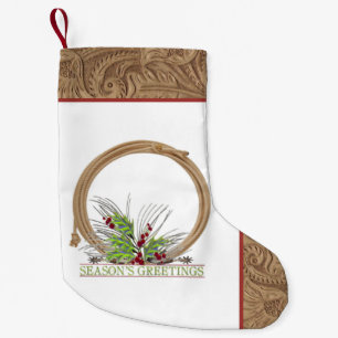 Petite Chaussette De Noël Corde de cowboy et cuir occidentaux de Faux de
