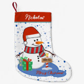 Petite Chaussette De Noël Cordial Happy Snowman Northpole (Devant)