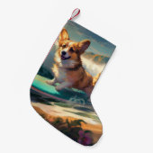 Petite Chaussette De Noël Corgi Beach Surf Peinture (Devant (Accrochage))