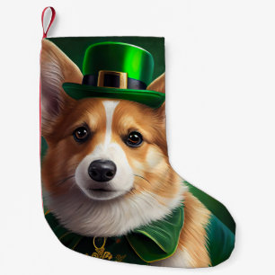Petite Chaussette De Noël Corgi Dog en robe de fête St. Patrick