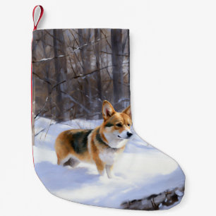 Petite Chaussette De Noël Corgi laisse neiger Noël