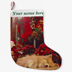 Petite Chaussette De Noël Corgi somnolent personnalisable