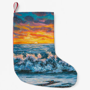 Petite Chaussette De Noël Coucher de soleil lumineux pendant une tempête. Pe
