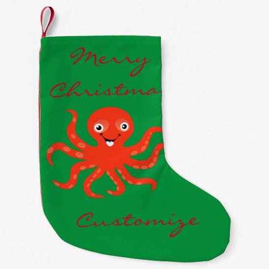 Petite Chaussette De Noël Coucou rouge souriant Octopus Thunder_Cove (Devant)