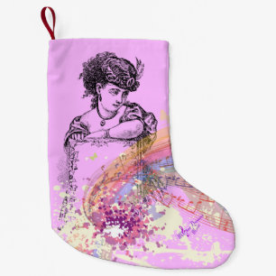 Petite Chaussette De Noël Couleur rose de la dame victorienneSplash Christma