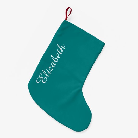 Petite Chaussette De Noël Couleur solide Turquoise (Devant (Accrochage))