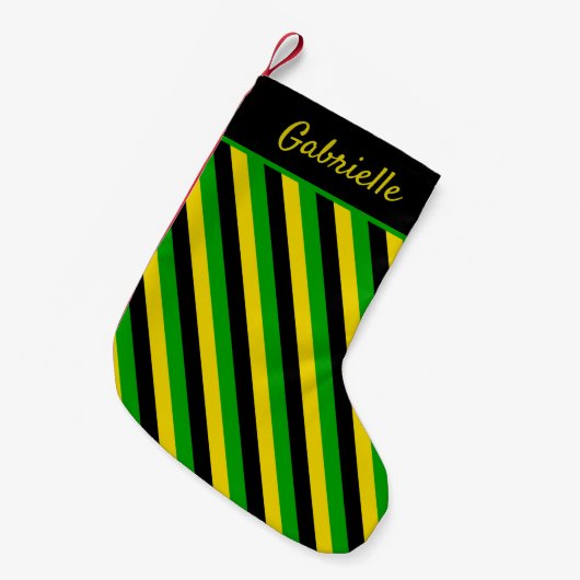 Petite Chaussette De Noël Couleurs du drapeau jamaïcain rayées (Devant (Accrochage))