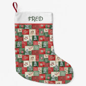 Petite Chaussette De Noël Country patchwork christmas pattern personalized (Devant)