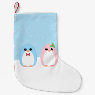 Petite Chaussette De Noël Couples mignons de pingouin de vacances