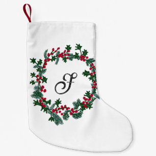 Petite Chaussette De Noël Couronne de Noël avec initiale personnalisable