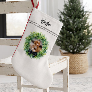 Petite Chaussette De Noël Couronne de Noël personnalisée avec photo de chien