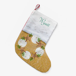 Petite Chaussette De Noël Couronne de plage dollars de sable double face