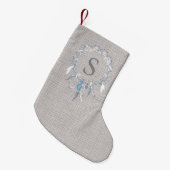 Petite Chaussette De Noël Couronne de plumes Boho rustique monogramme (Devant (Accrochage))