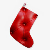 Petite Chaussette De Noël Coussin rouge texture cuir (Devant (Accrochage))