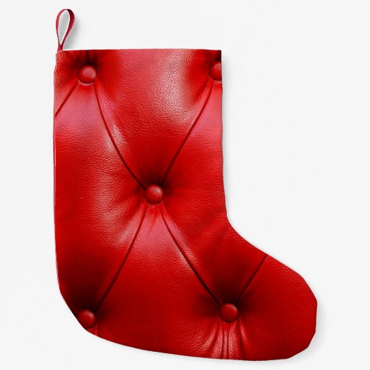 Petite Chaussette De Noël Coussin rouge texture cuir (Devant)