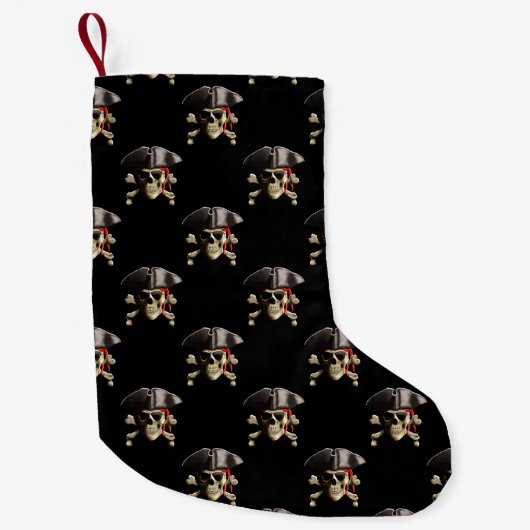 Petite Chaussette De Noël Crâne et chapeau de pirate (Devant)