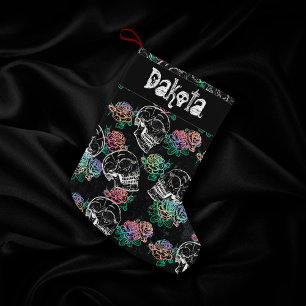 Petite Chaussette De Noël Crânes et Roses Ombre Gothique Glam Pastel Grung
