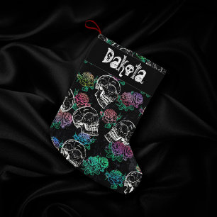 Petite Chaussette De Noël Crânes et Roses sombres Funky Glam Ombre personn