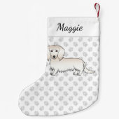 Petite Chaussette De Noël Cream Long Cheveux Dachshund mignon dessin animé C (Dos)