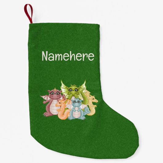 Petite Chaussette De Noël Créez vos propres dragons mignons verts (Devant)